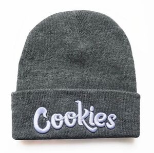 MEN'S COOKIES ORIGINAL LOGO Winter Knitted Beanie Grey-White